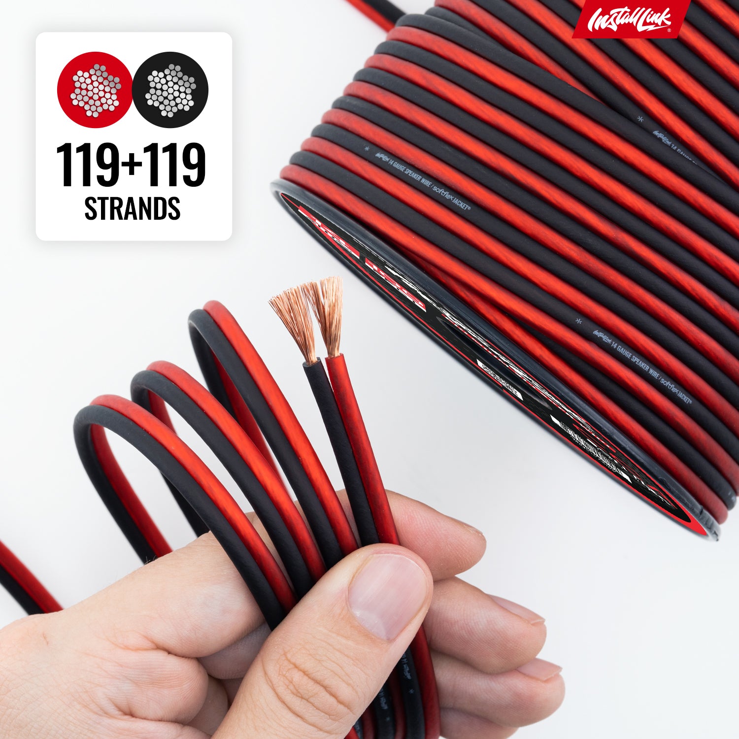 Speaker Wire 14 Gauge, CCA, 100ft, Red/Black - 4 Pack image 7