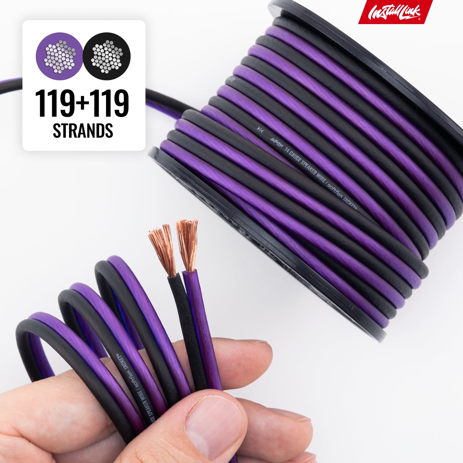 Speaker Wire 14 Gauge, CCA, 30ft, Purple/Black image 7