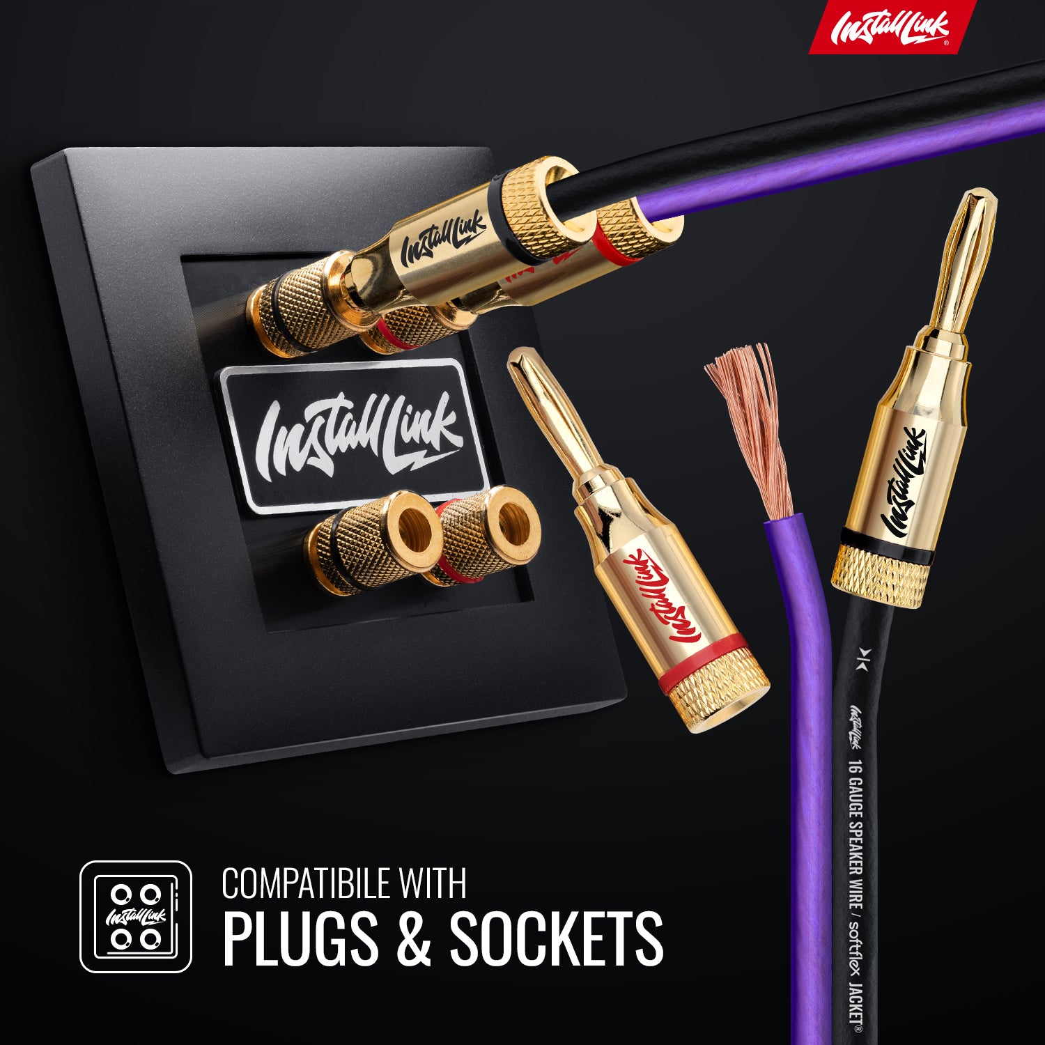 Speaker Wire 16 Gauge, CCA, 100ft, Purple/Black with 12 Banana Plugs image 3