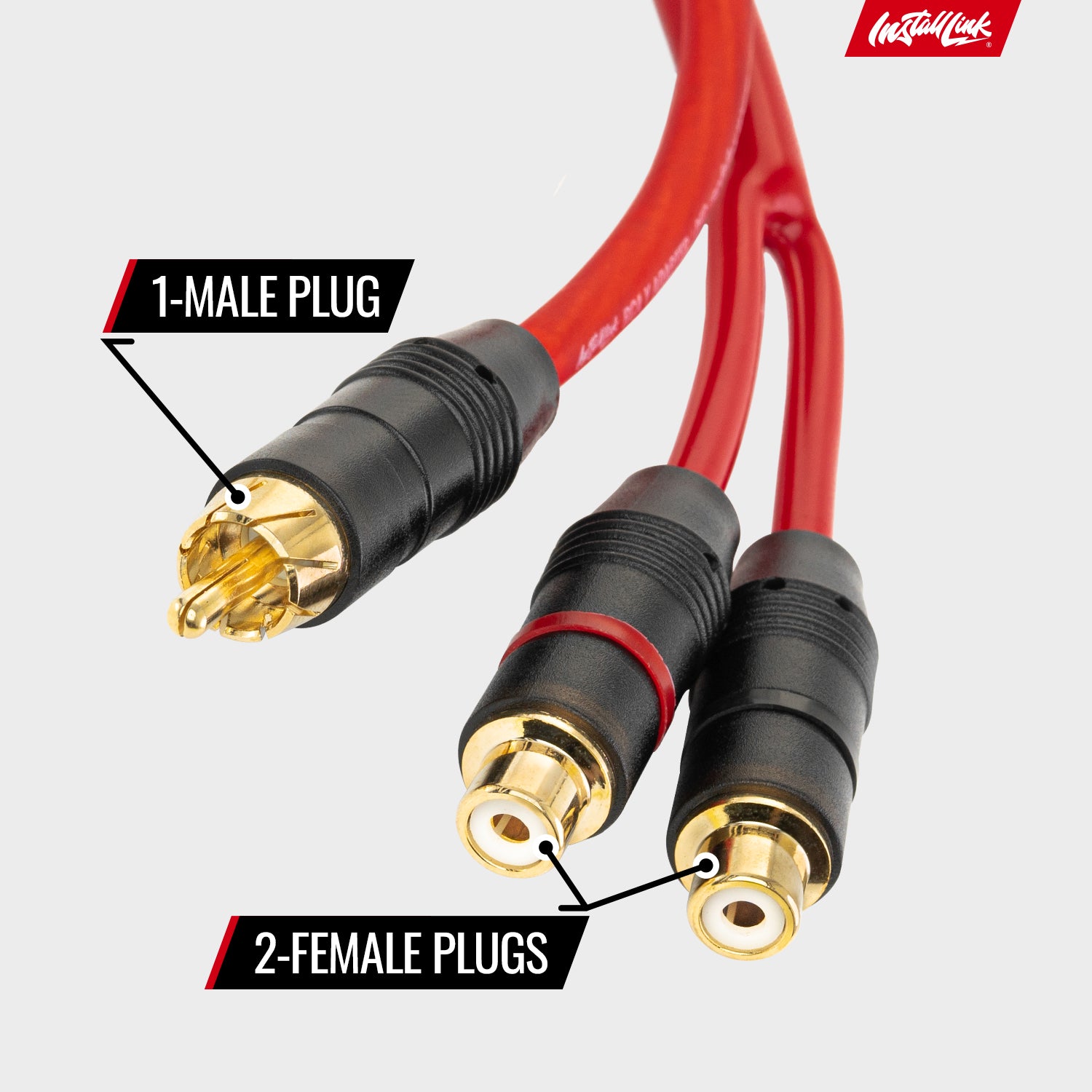 RCA Audio Cable for Subwoofer or Stereo Cable, Y Adapter 1-Male to 2-Female Splitter, Red, 2pk image 2