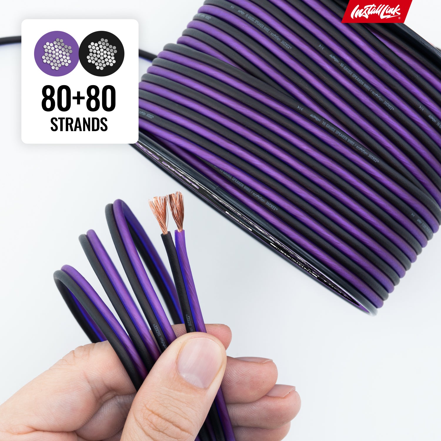 Speaker Wire 16 Gauge, CCA, 100ft, Purple/Black - 4 Pack image 7