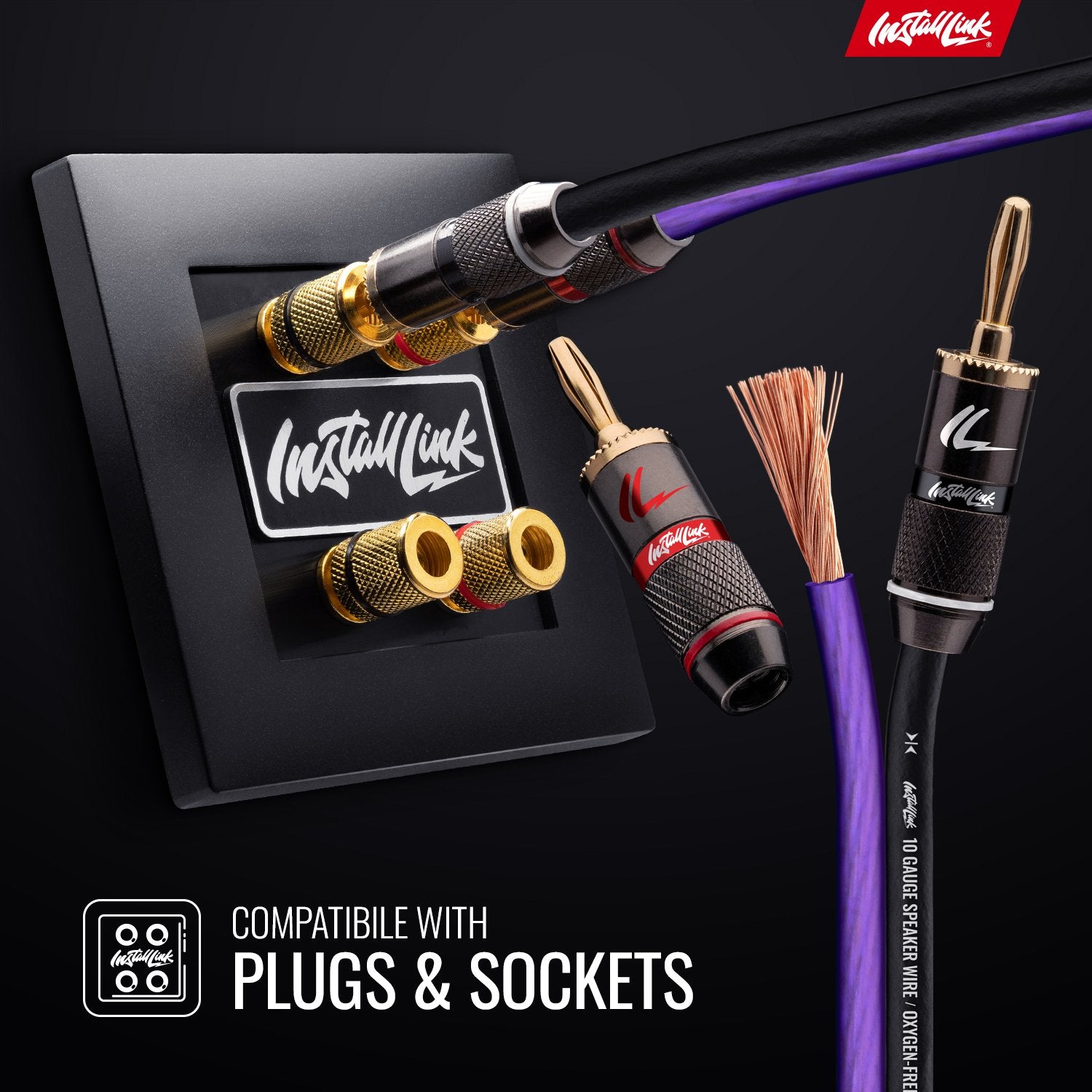 Speaker Wire 10 Gauge, OFC, 50ft, Purple/Black image 3