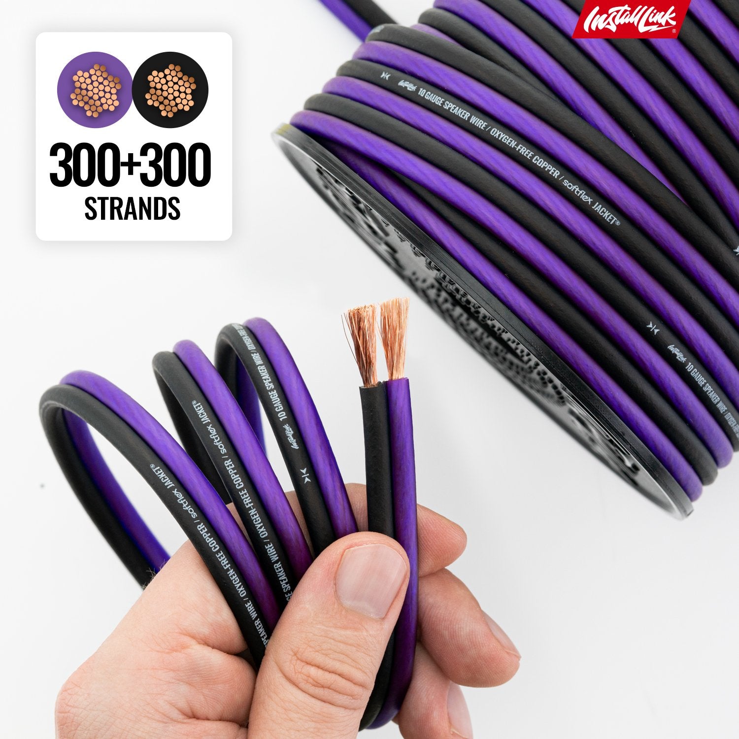 Speaker Wire 10 Gauge, OFC, 50ft, Purple/Black image 7
