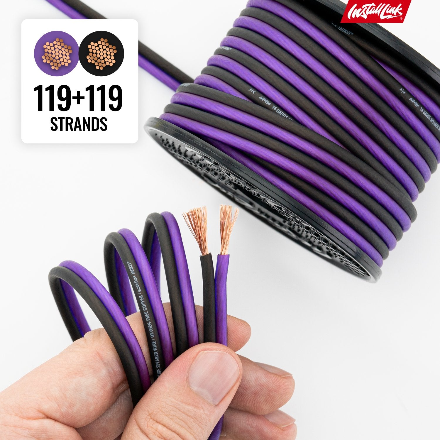 Speaker Wire 14 Gauge, OFC, 30ft, Purple/Black image 7