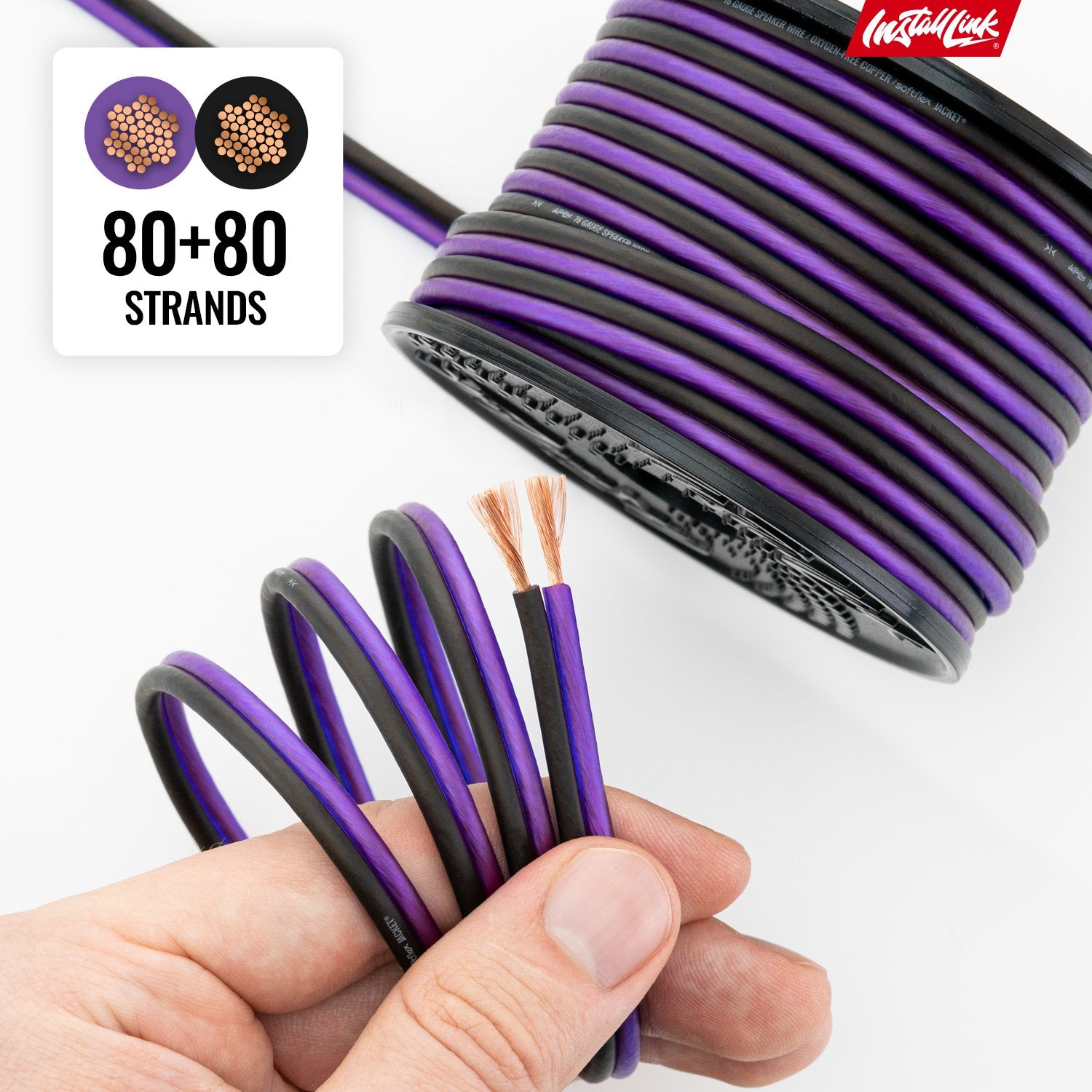 Speaker Wire 16 Gauge, OFC, 30ft, Purple/Black image 7