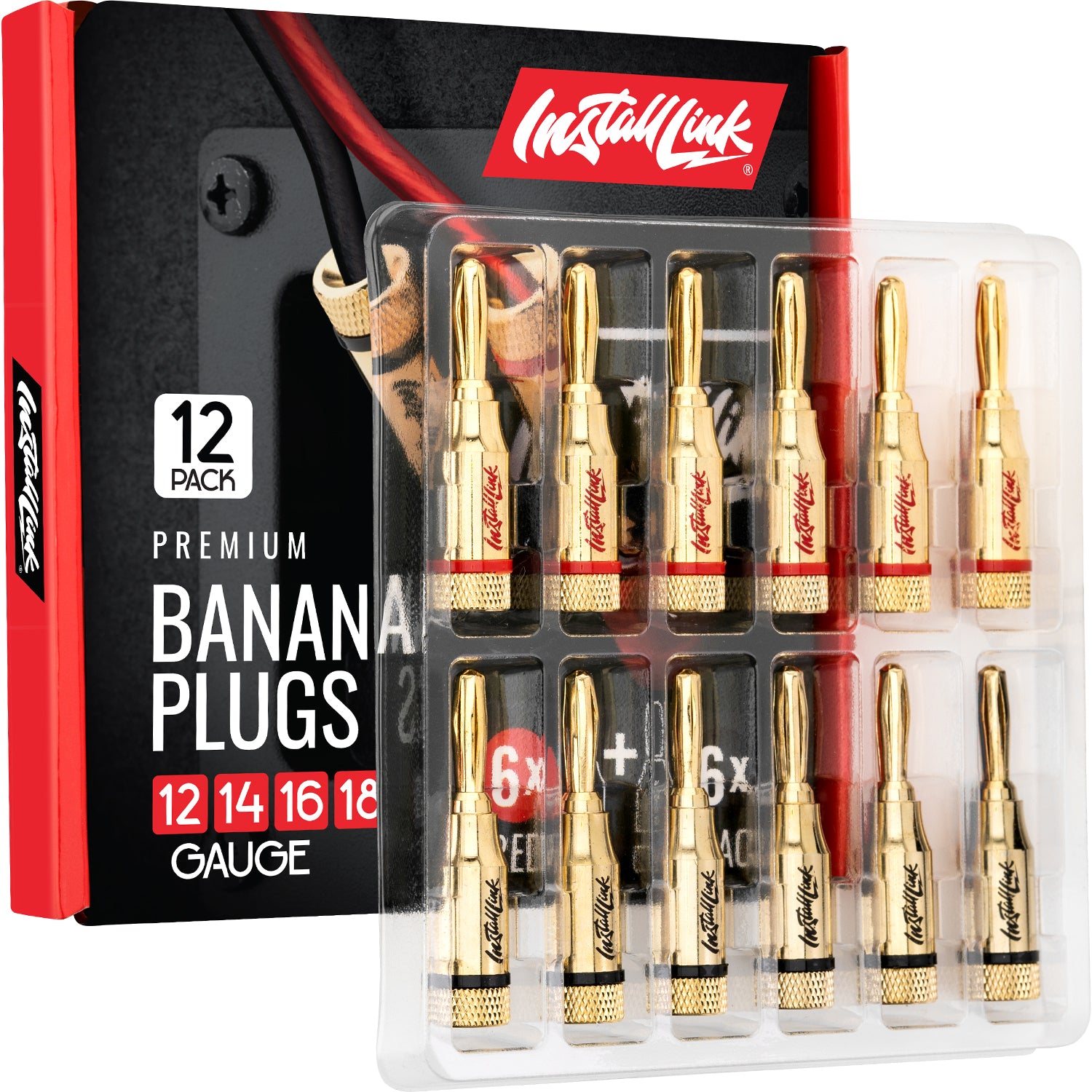 12 Banana Plugs for 12/14/16/18 Gauge Speaker Wire