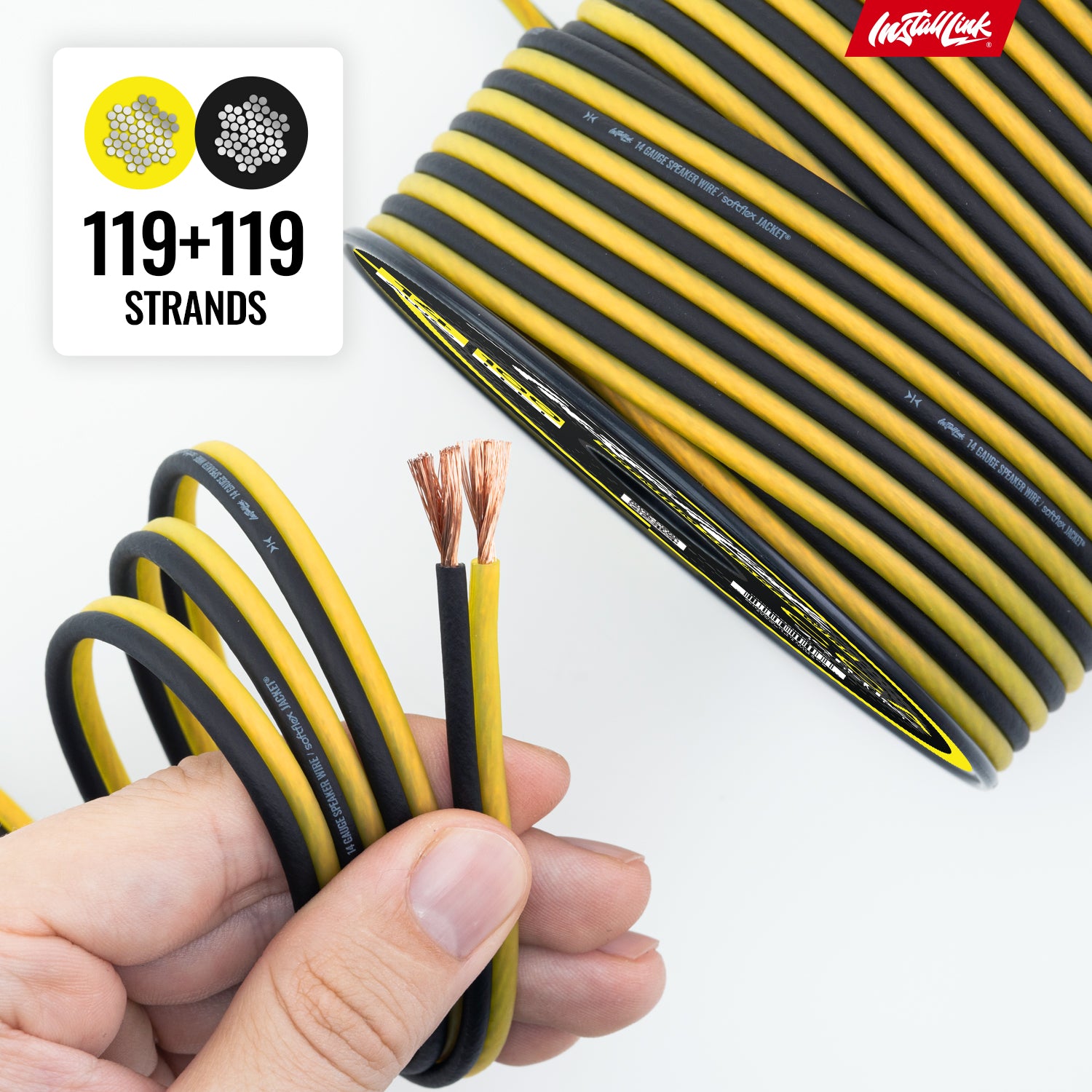 Speaker Wire 14 Gauge, CCA, 100ft, Yellow/Black - 4 Pack image 7
