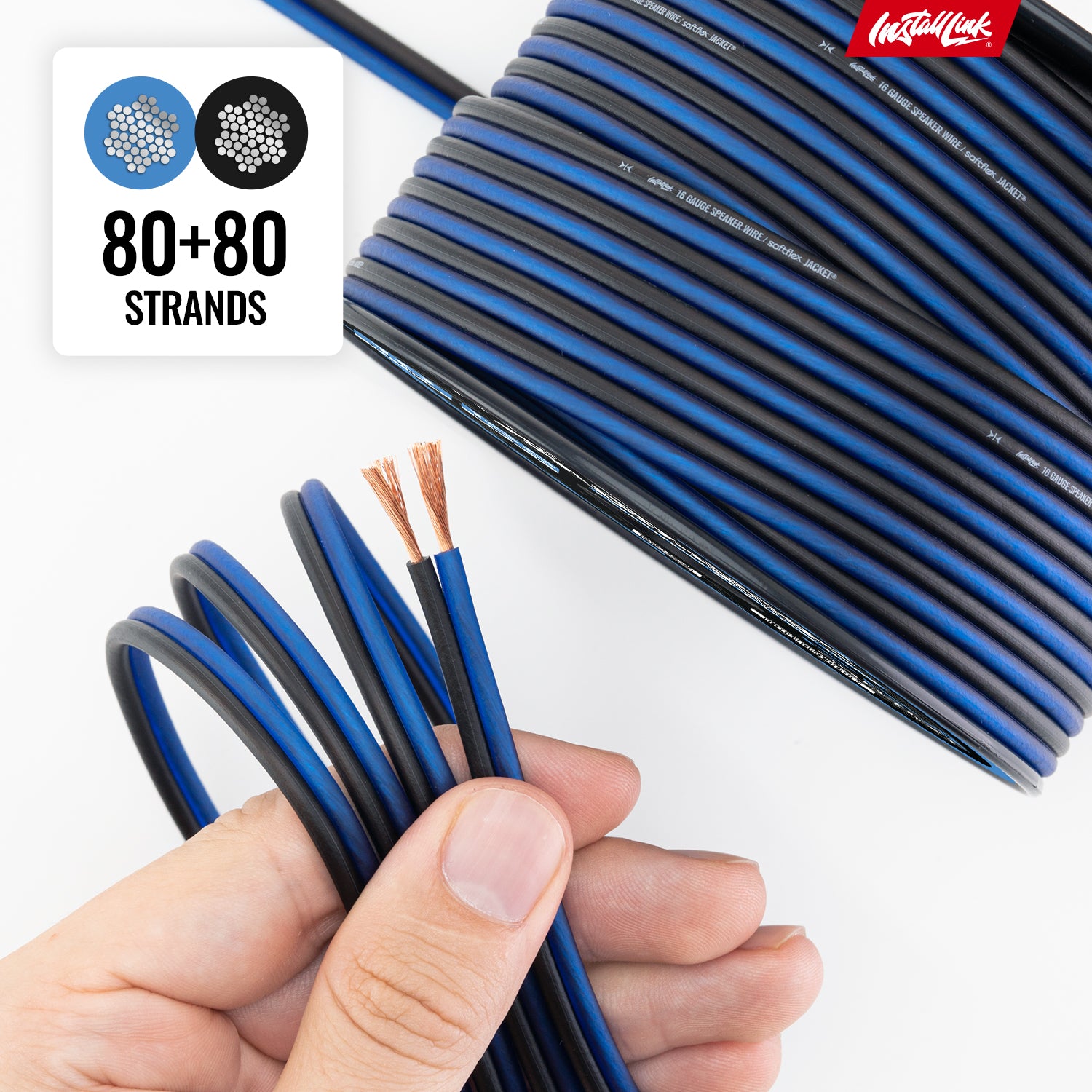 Speaker Wire 16 Gauge, CCA, 100ft, Blue/Black - 4 Pack image 7