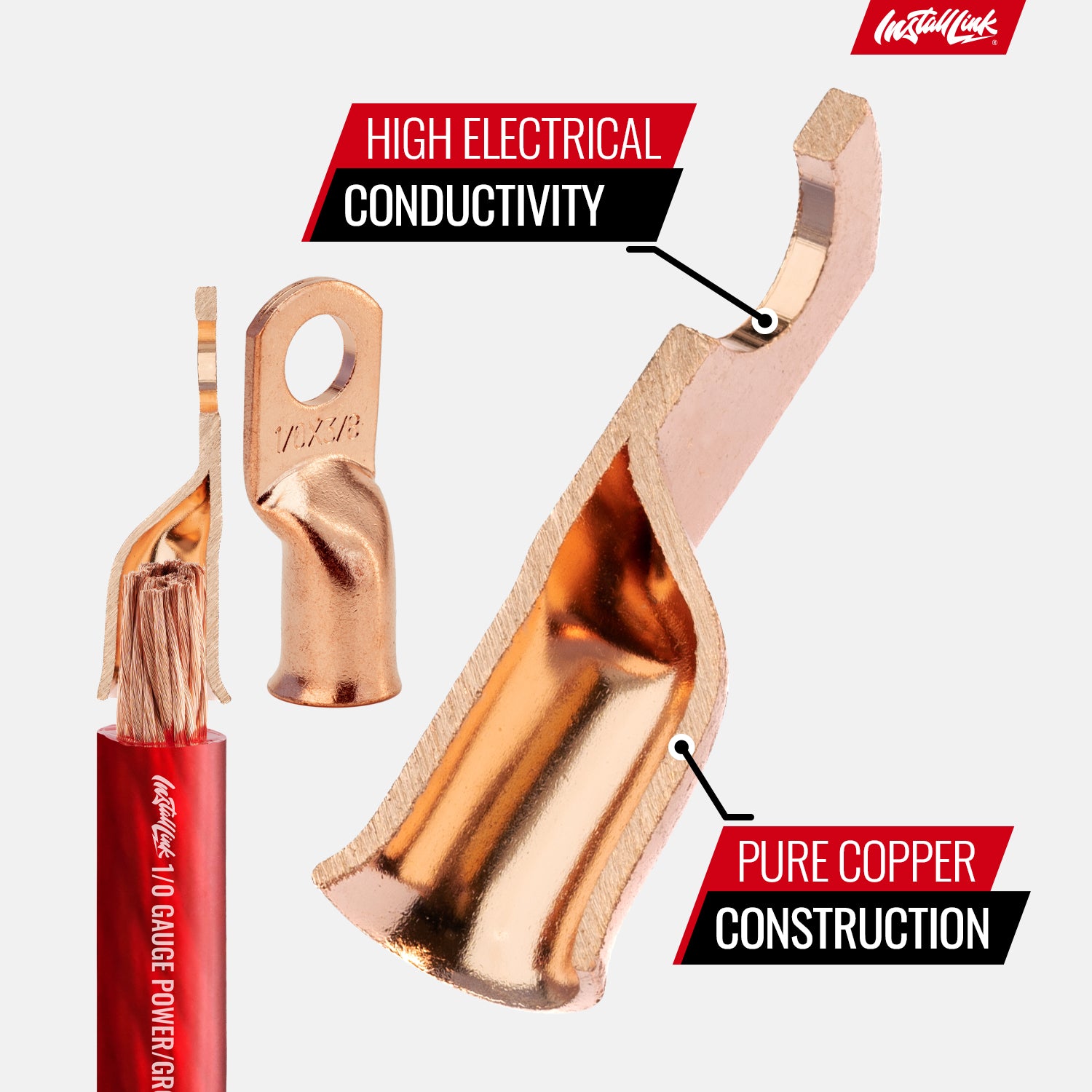 1/0 Gauge Copper Lugs (3/8") with Heat Shrink, 10-Pack image 4