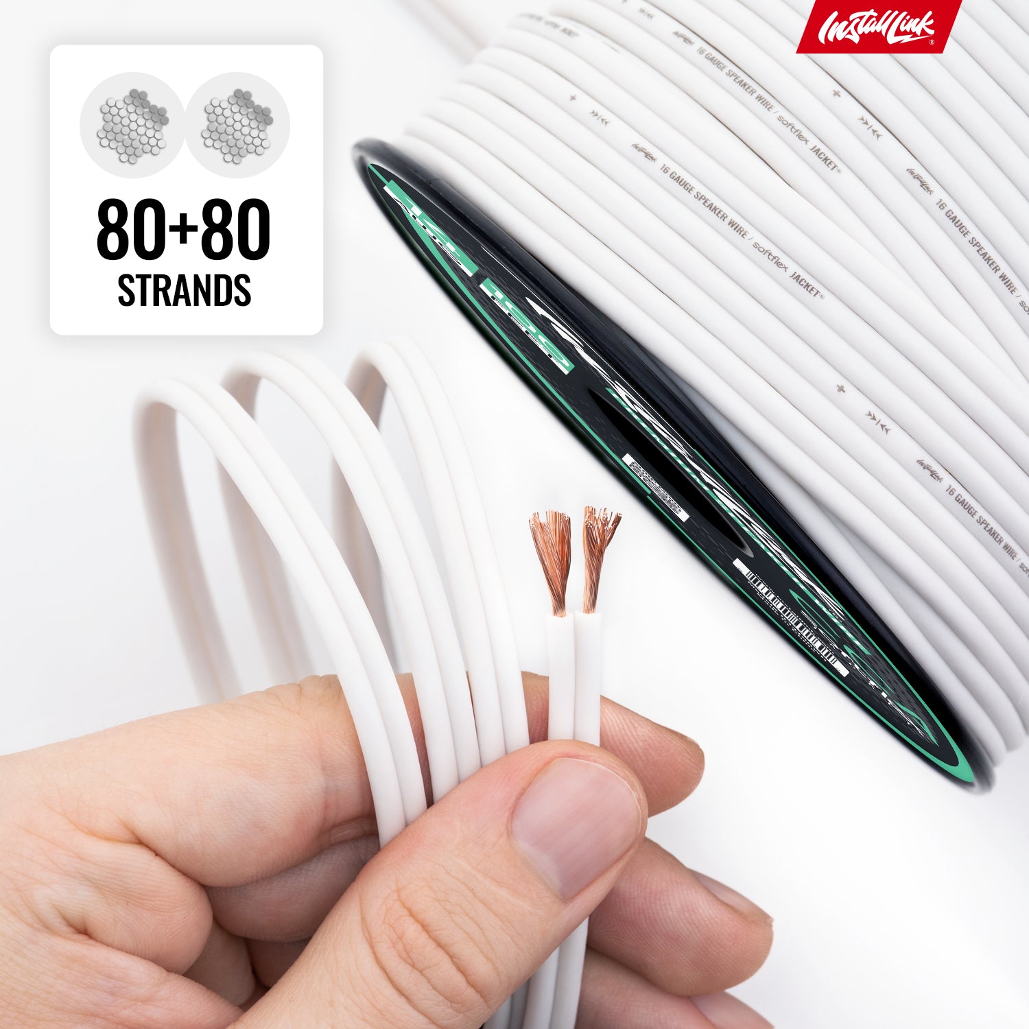 16 Gauge Speaker Wire CCA, 100ft, White/White image 7