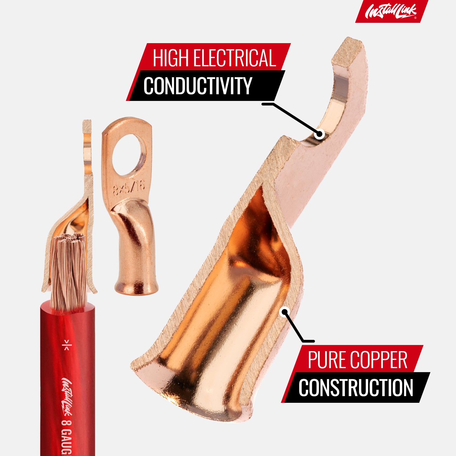 8 Gauge Copper Lugs (5/16") with Heat Shrink, 10-Pack image 4