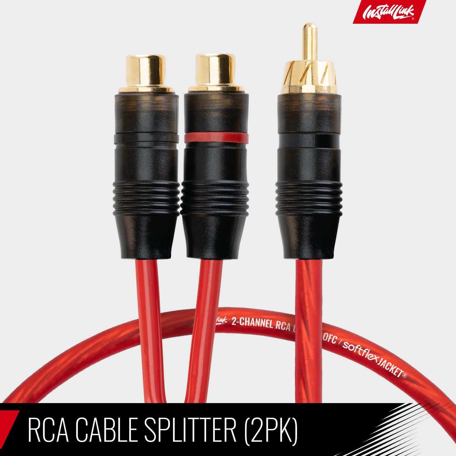 RCA Audio Cable for Subwoofer or Stereo Cable, Y Adapter 1-Male to 2-Female Splitter, Red, 2pk image 1