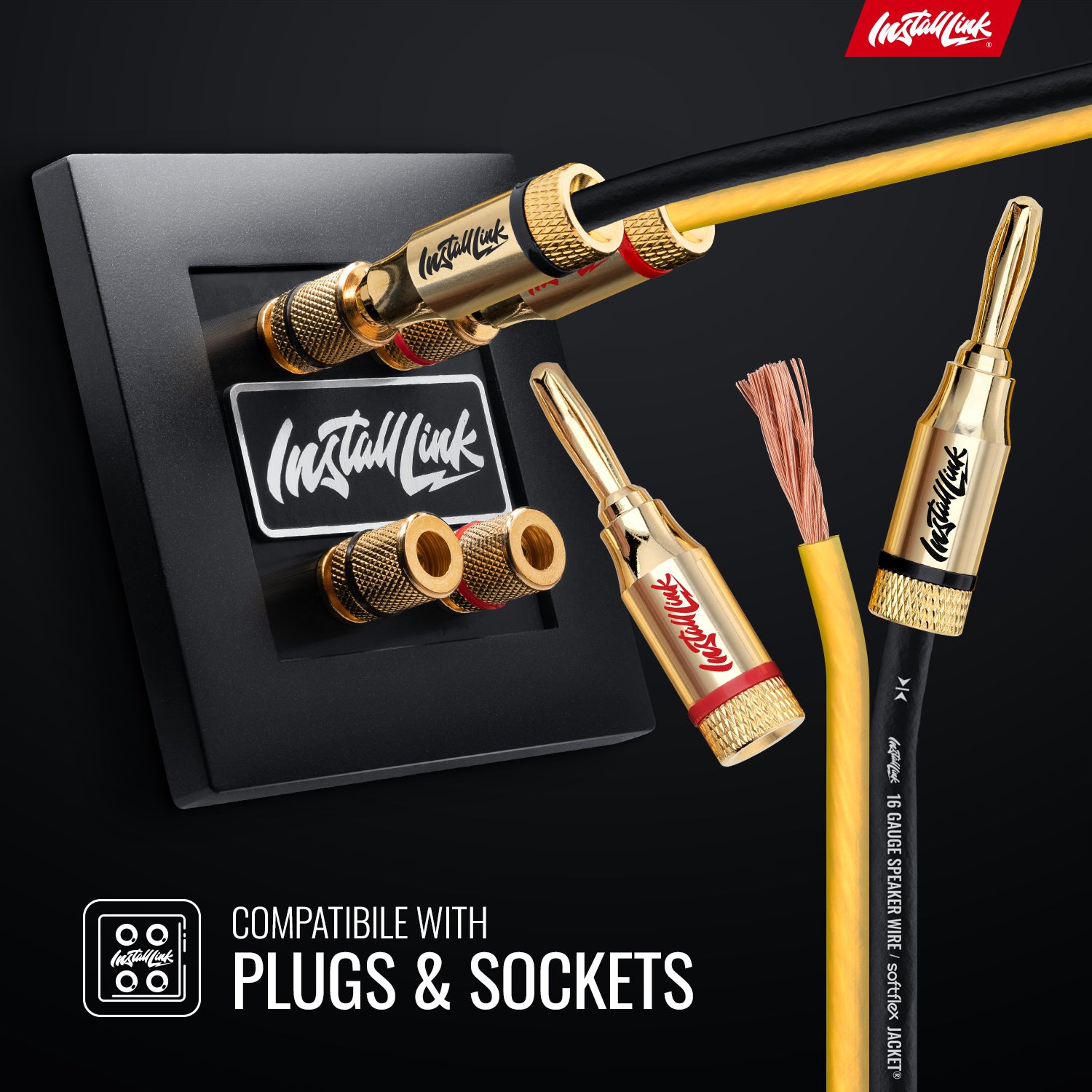 Speaker Wire 16 Gauge, CCA, 100ft, Yellow/Black with 12 Banana Plugs image 3