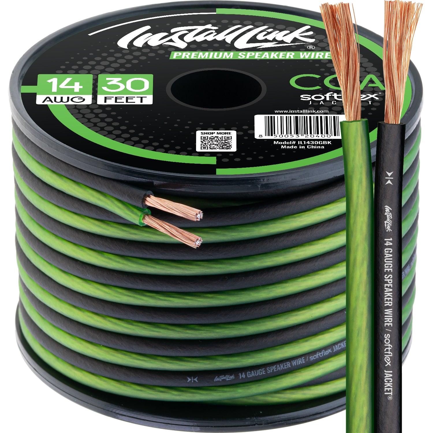 Speaker Wire 14 Gauge, CCA, 30ft, Green/Black image 0