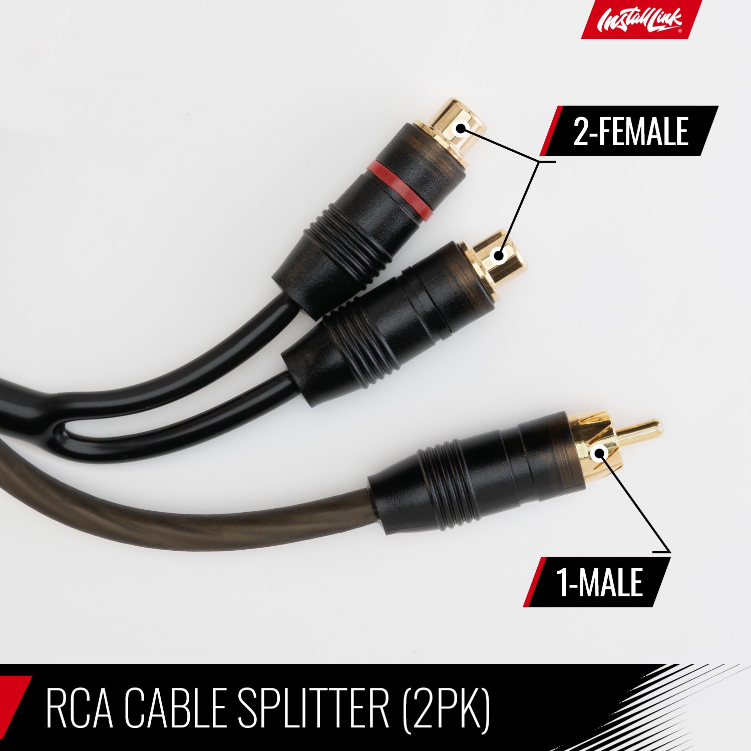 RCA Audio Cable for Subwoofer or Stereo Cable, Y Adapter 1-Male to 2-Female Splitter, 2pk image 1