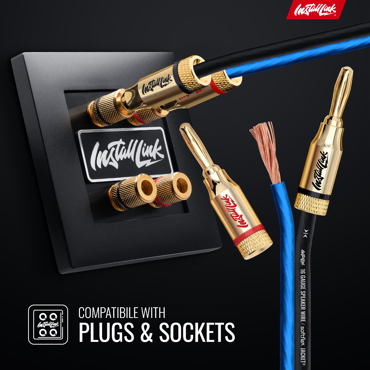 Speaker Wire 16 Gauge, CCA, 100ft, Blue/Black with 12 Banana Plugs image 3