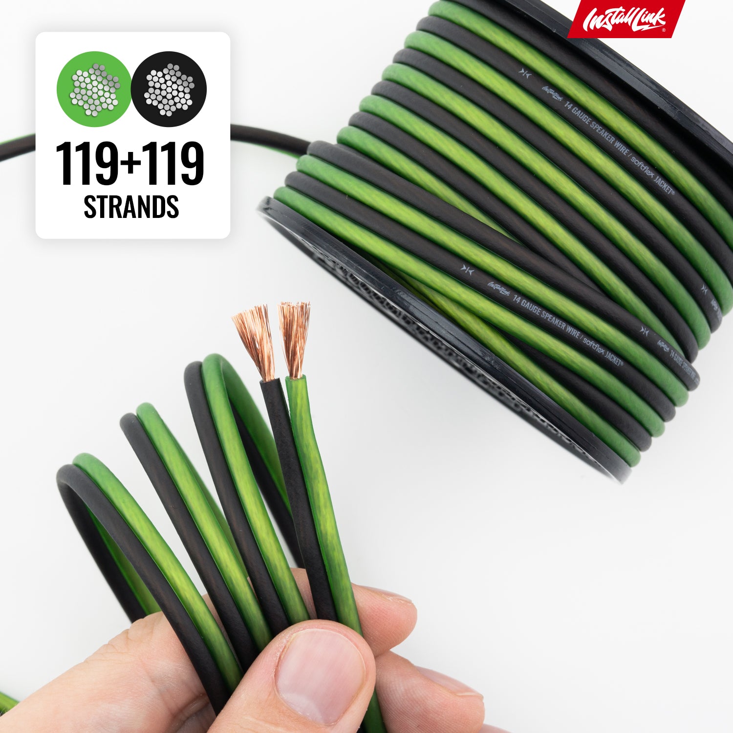 Speaker Wire 14 Gauge, CCA, 30ft, Green/Black image 7