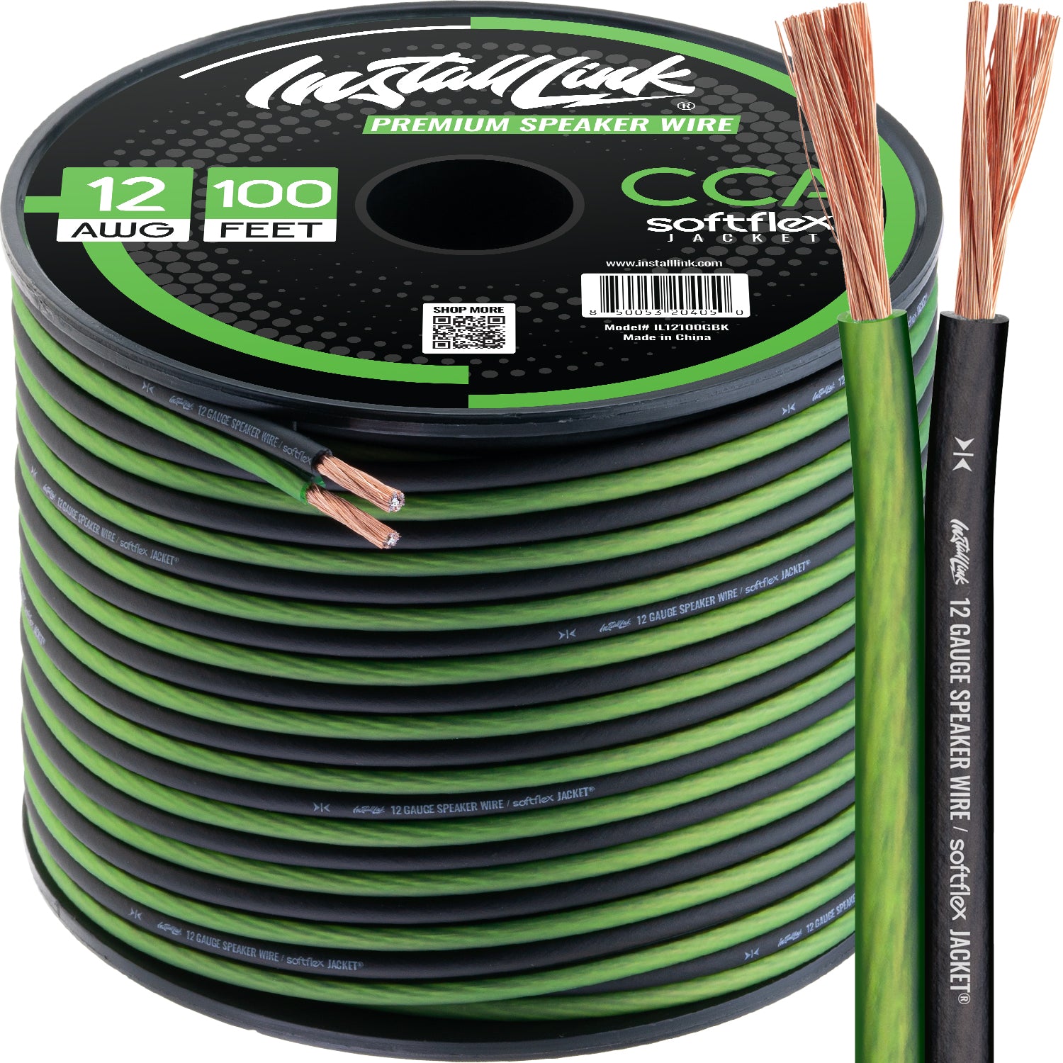 Speaker Wire 12 Gauge CCA, 100ft, Green/Black image 0