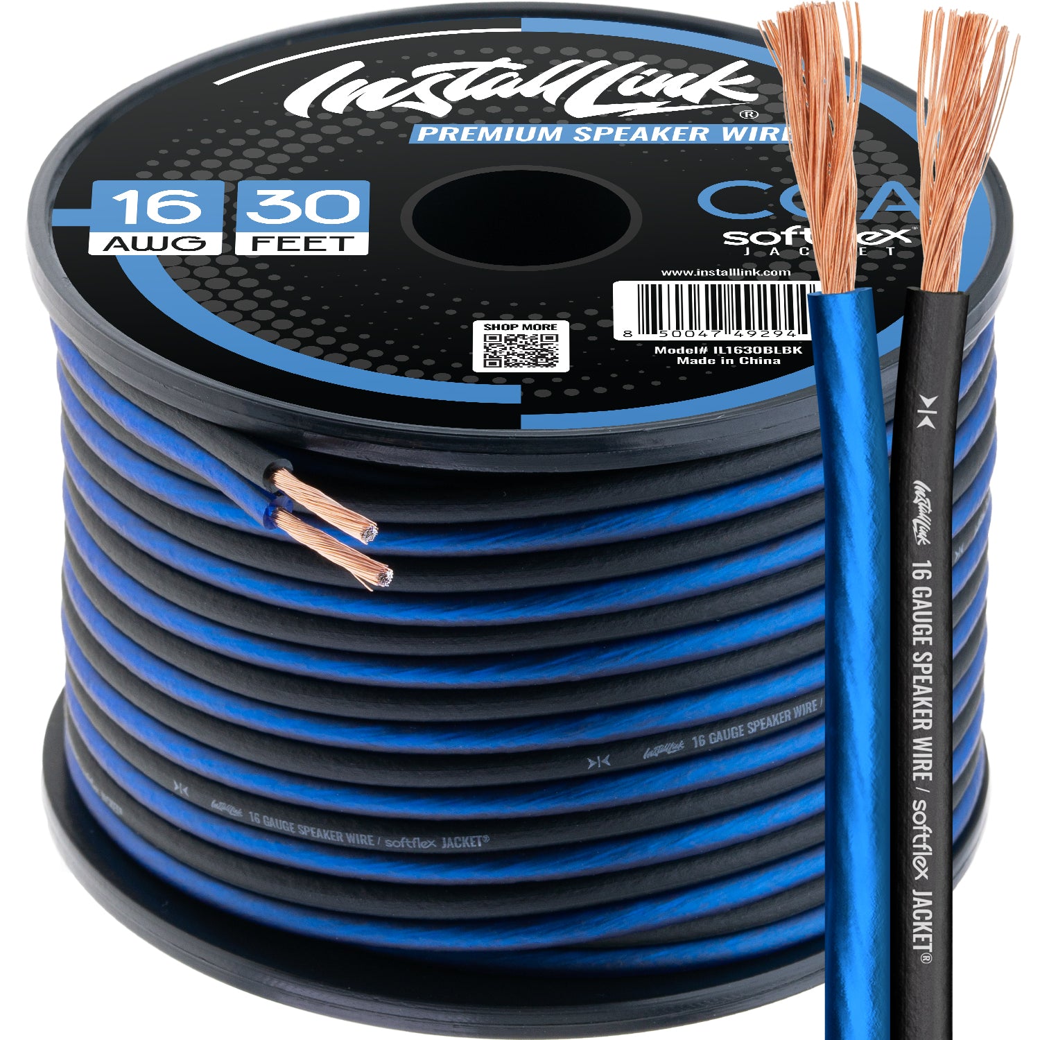 Speaker Wire 16 Gauge, CCA, 30ft, Blue/Black image 0