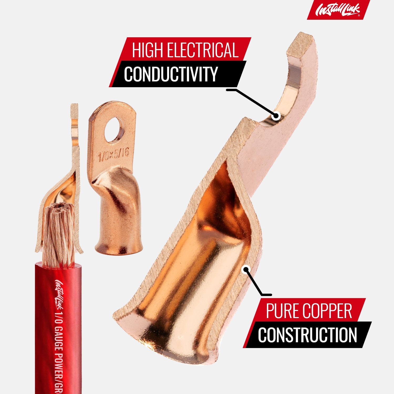 1/0 Gauge Copper Lugs (5/16") with Heat Shrink, 10-Pack image 4
