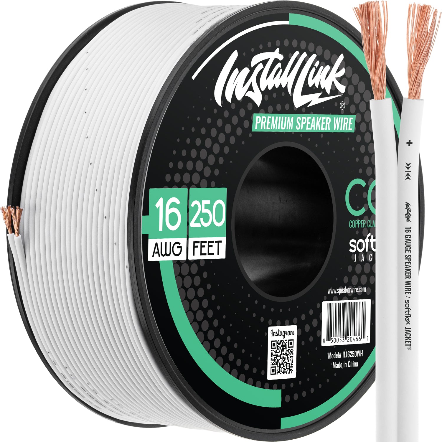 16 Gauge Speaker Wire CCA, 250ft, White/White image 0