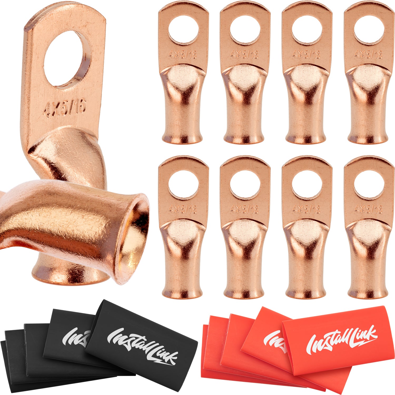 4 Gauge Copper Lugs (5/16") with Heat Shrink, 10-Pack image 0