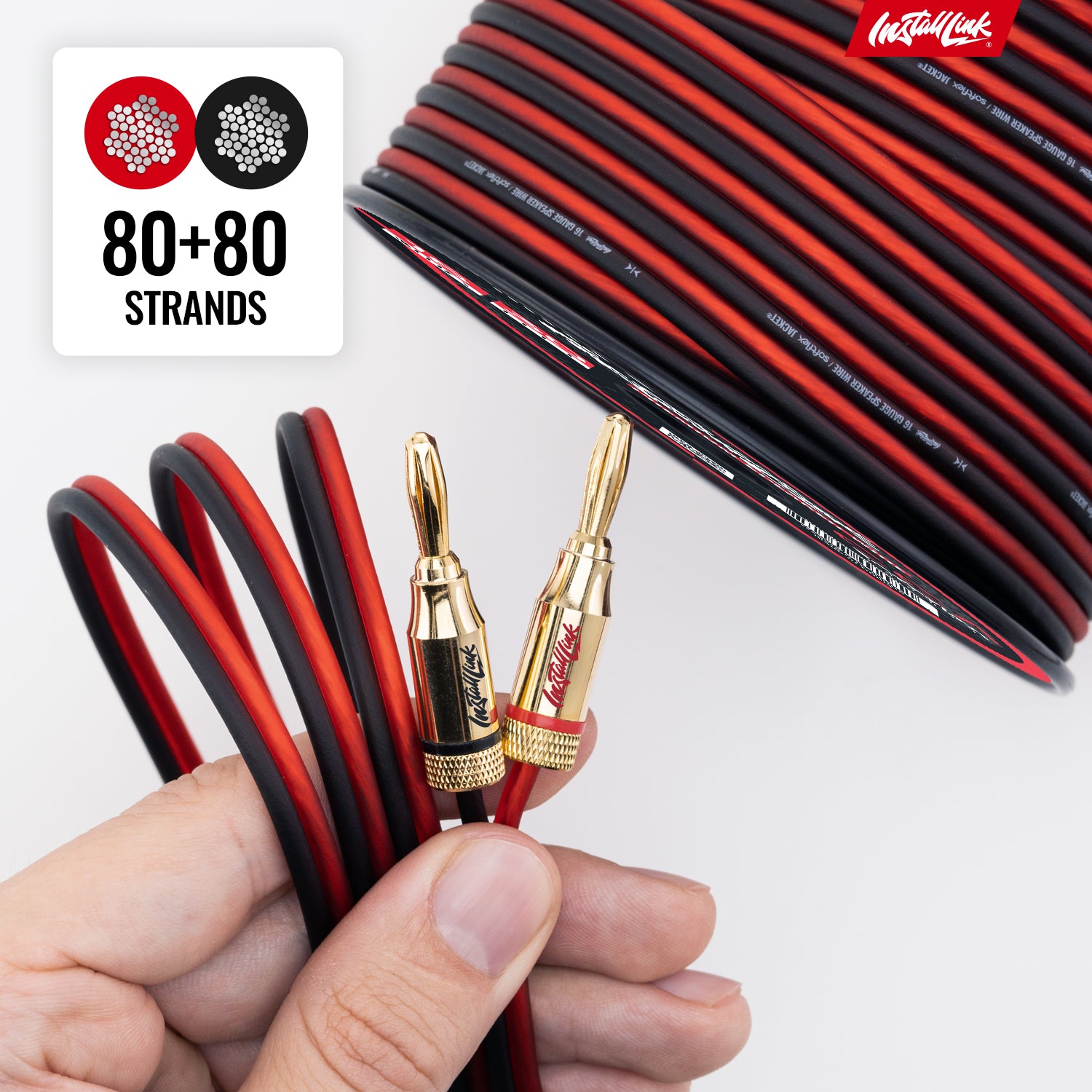 Speaker Wire 16 Gauge, CCA, 100ft, Red/Black with 12 Banana Plugs image 7