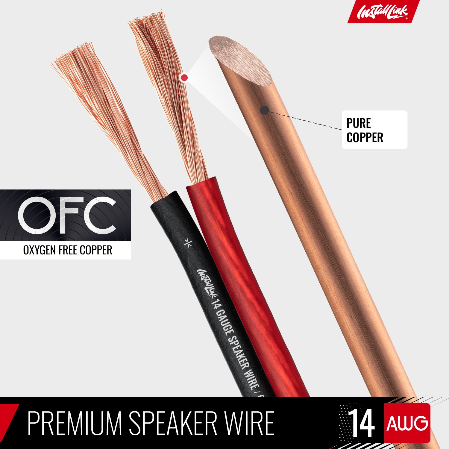 Speaker Wire 14 Gauge, OFC, 30ft, Red/Black image 1