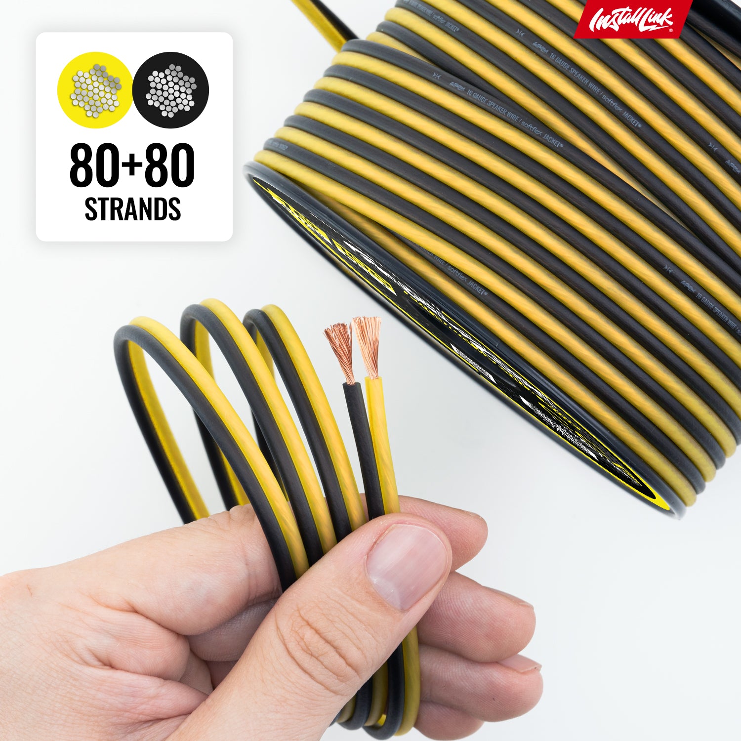 Speaker Wire 16 Gauge, CCA, 100ft, Yellow/Black - 4 Pack image 7