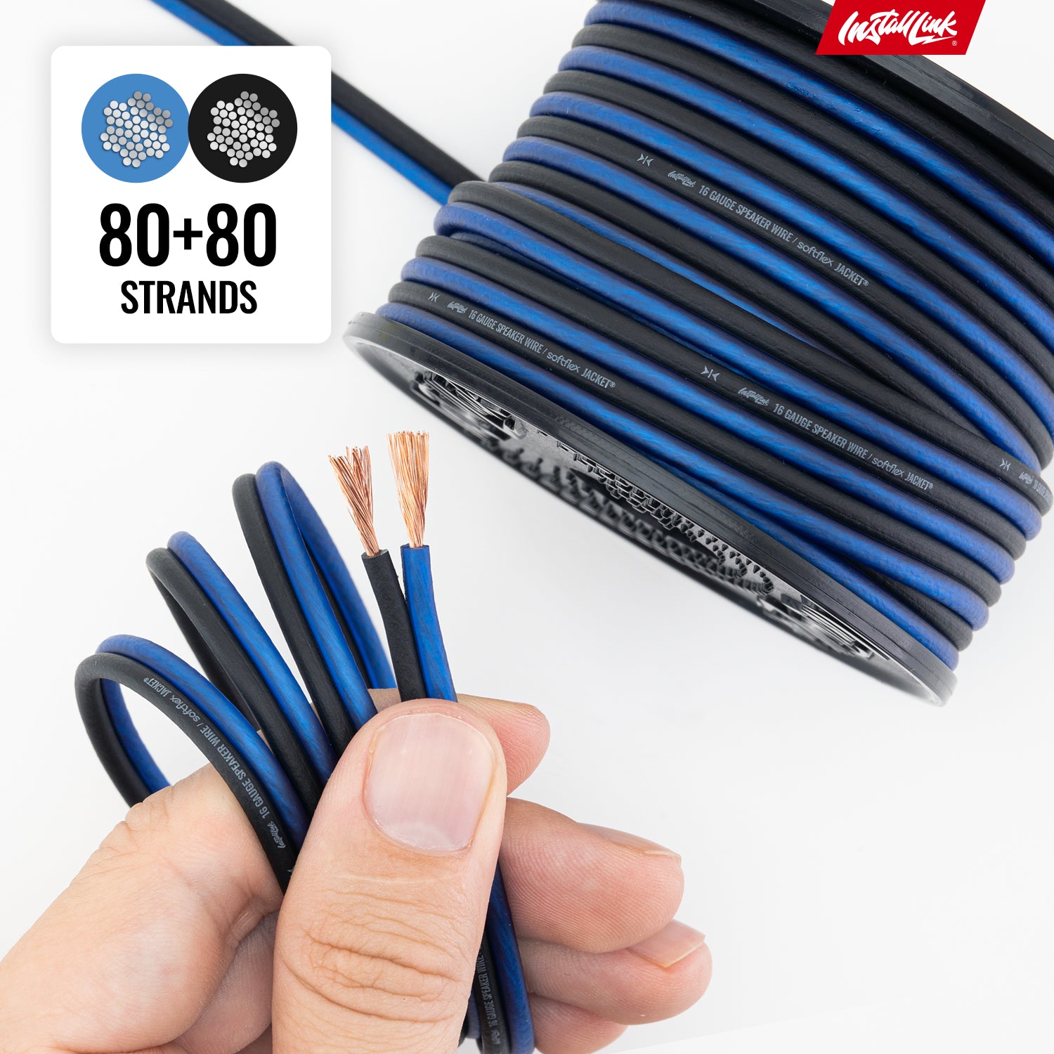 Speaker Wire 16 Gauge, CCA, 30ft, Blue/Black image 7