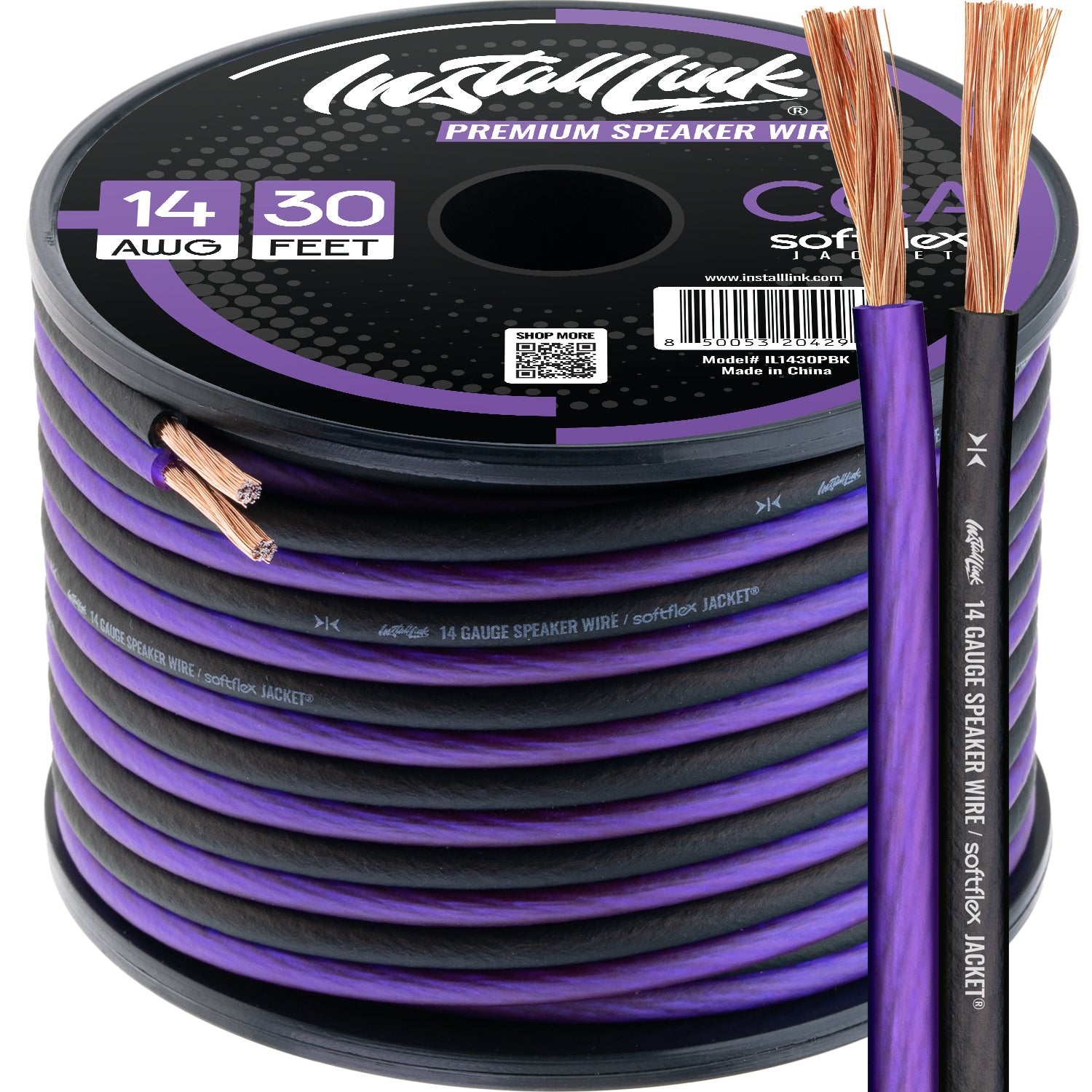 Speaker Wire 14 Gauge, CCA, 30ft, Purple/Black image 0