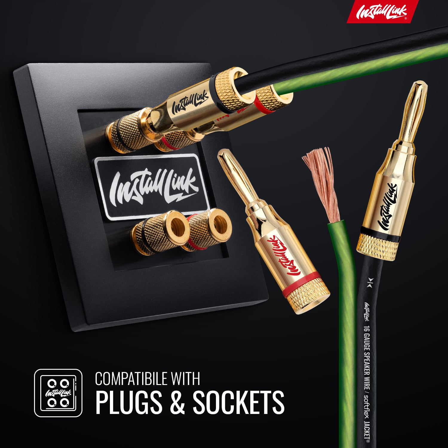 Speaker Wire 16 Gauge, CCA, 100ft, Green/Black with 12 Banana Plugs image 3