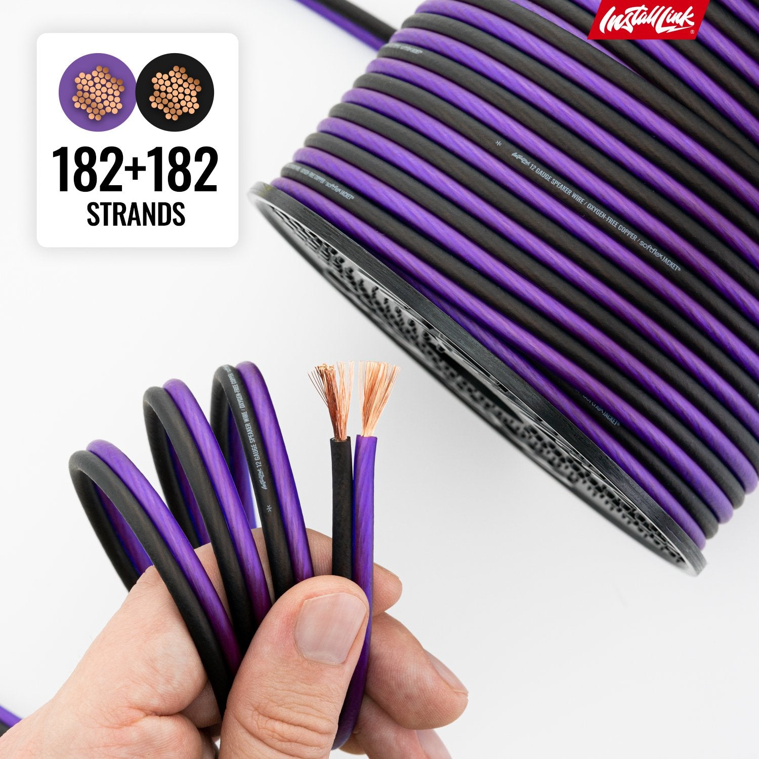Speaker Wire 12 Gauge, OFC, 100ft, Purple/Black image 7