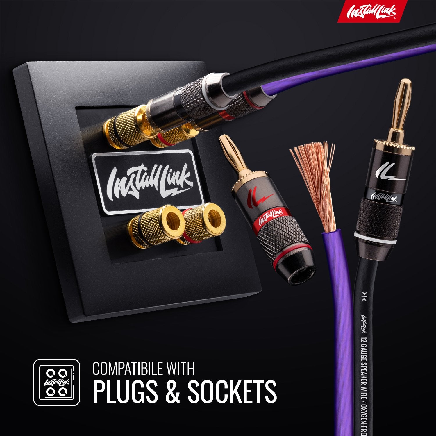 Speaker Wire 12 Gauge, OFC, 30ft, Purple/Black image 3