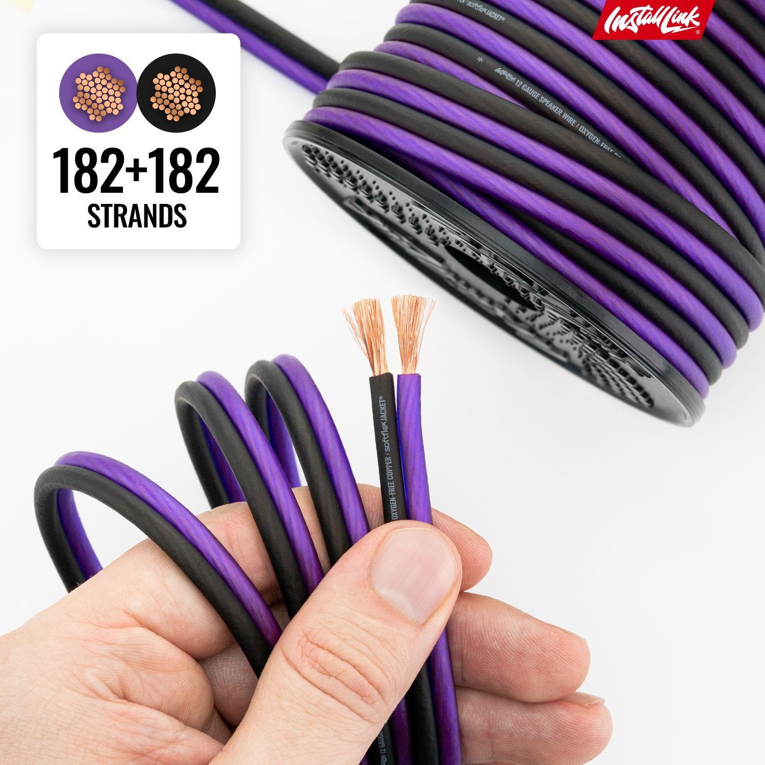 Speaker Wire 12 Gauge, OFC, 30ft, Purple/Black image 7