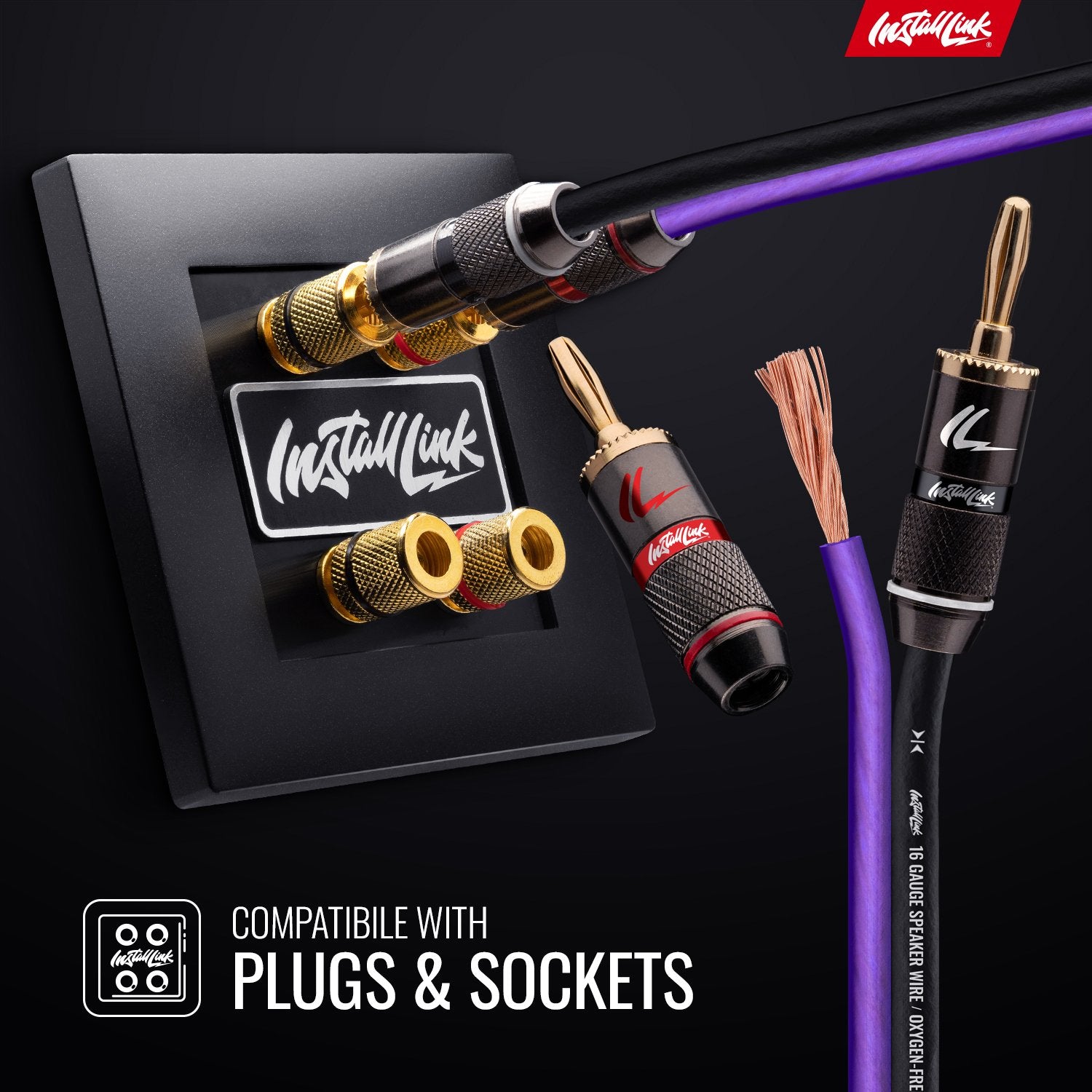 Speaker Wire 16 Gauge, OFC, 30ft, Purple/Black image 3