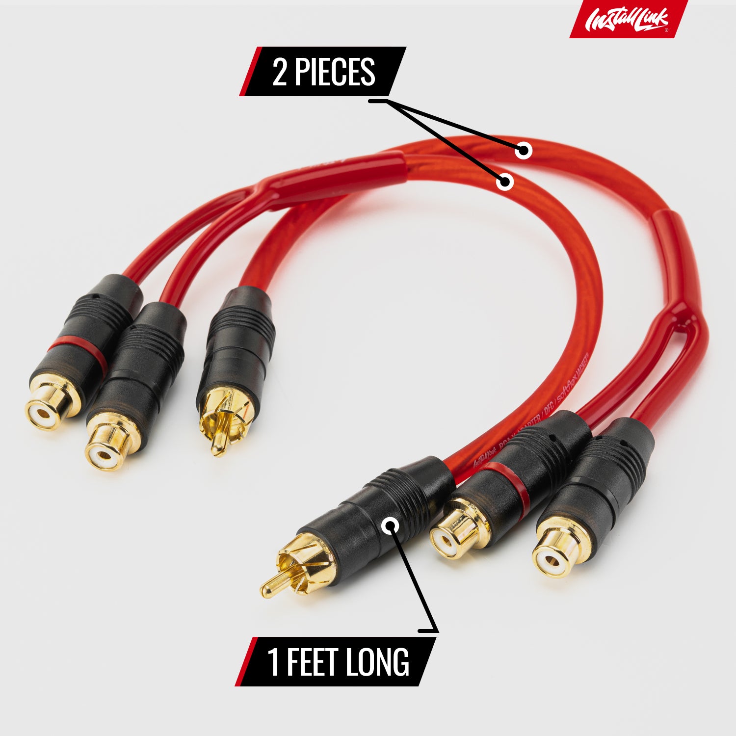 RCA Audio Cable for Subwoofer or Stereo Cable, Y Adapter 1-Male to 2-Female Splitter, Red, 2pk image 4