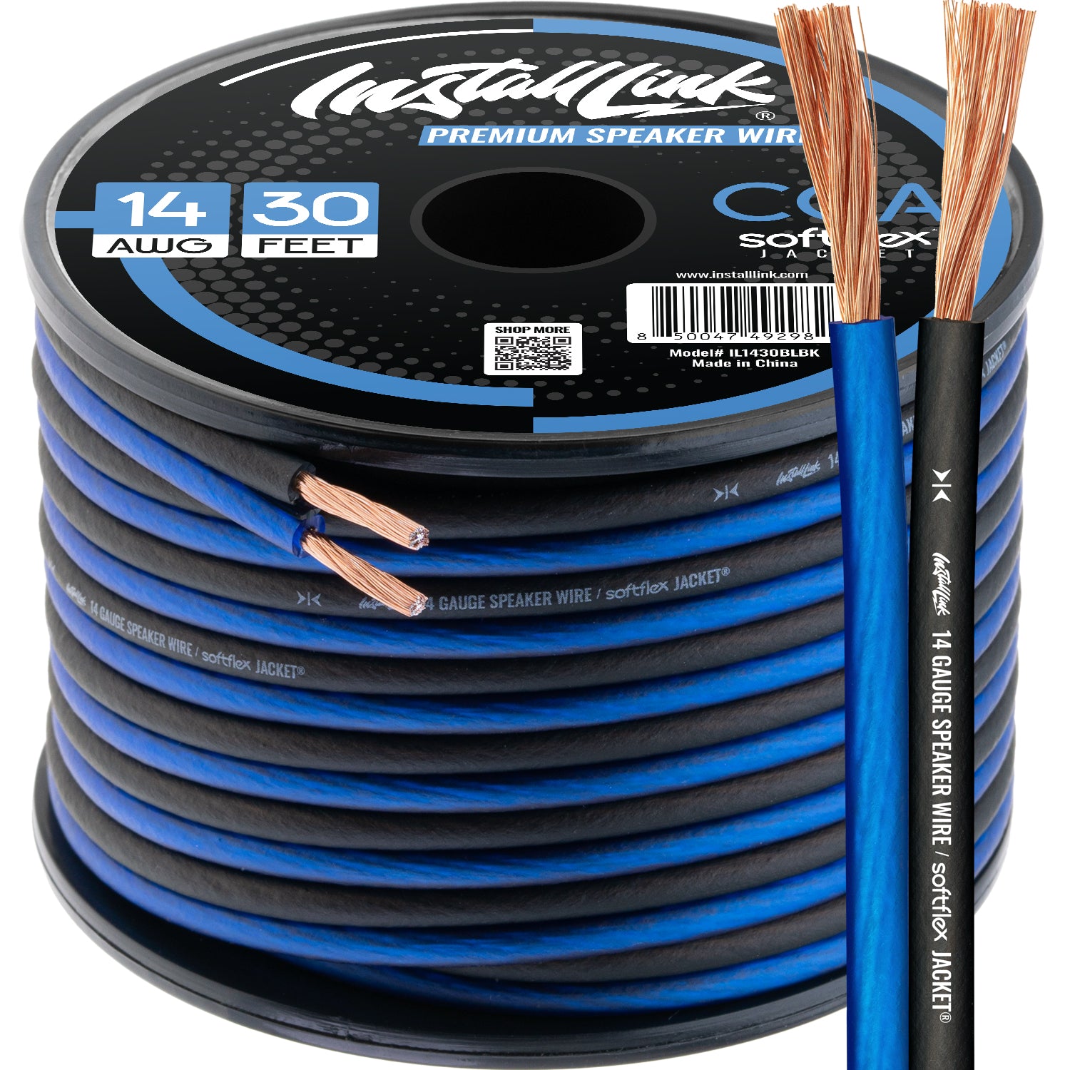Speaker Wire 14 Gauge, CCA, 30ft, Blue/Black image 0