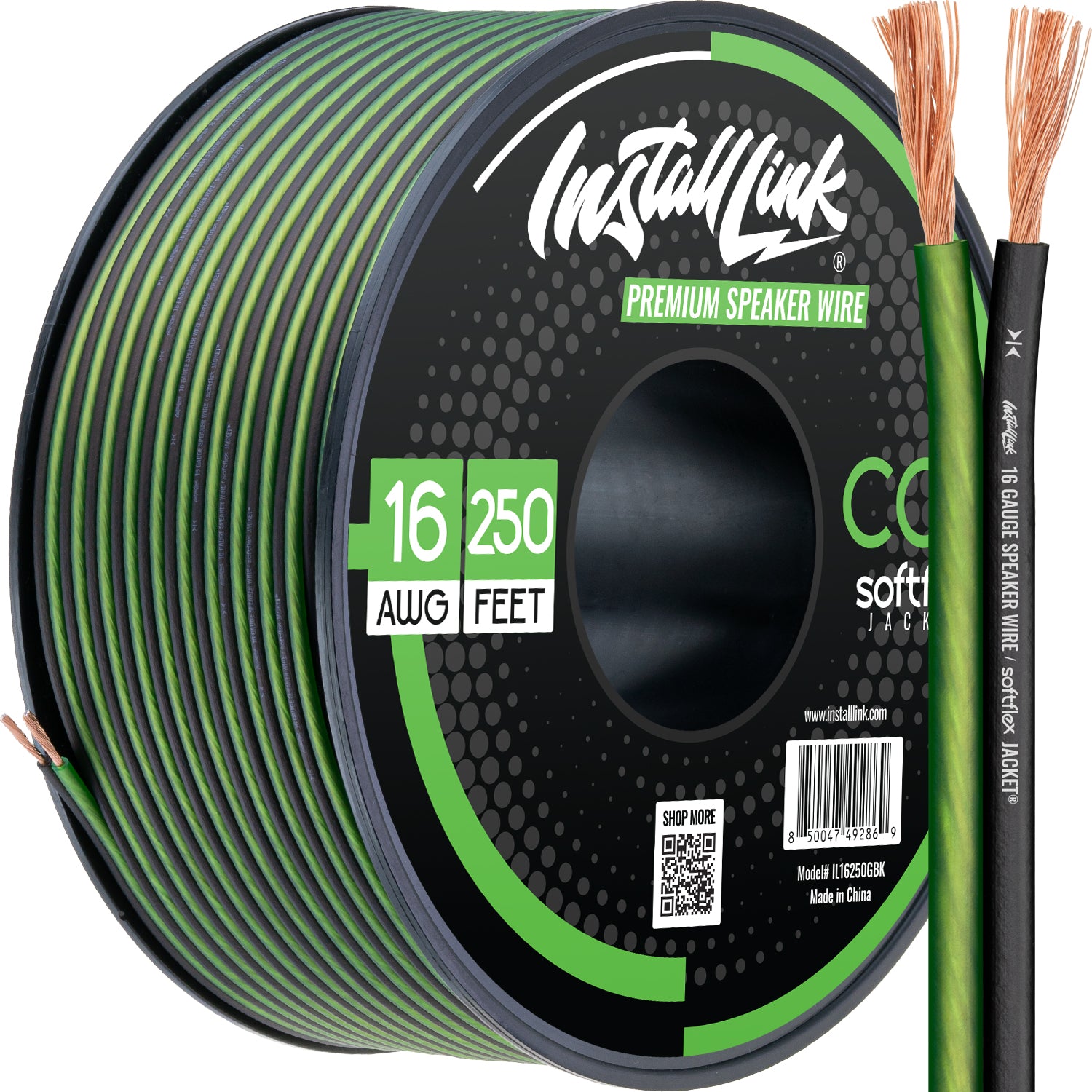 Speaker Wire 16 Gauge, CCA, 250ft, Green/Black image 0