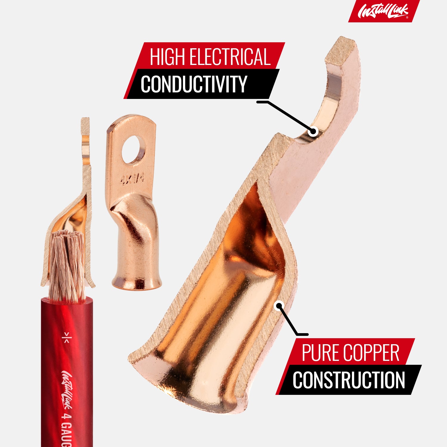 4 Gauge Copper Lugs (1/4") with Heat Shrink, 10-Pack image 4