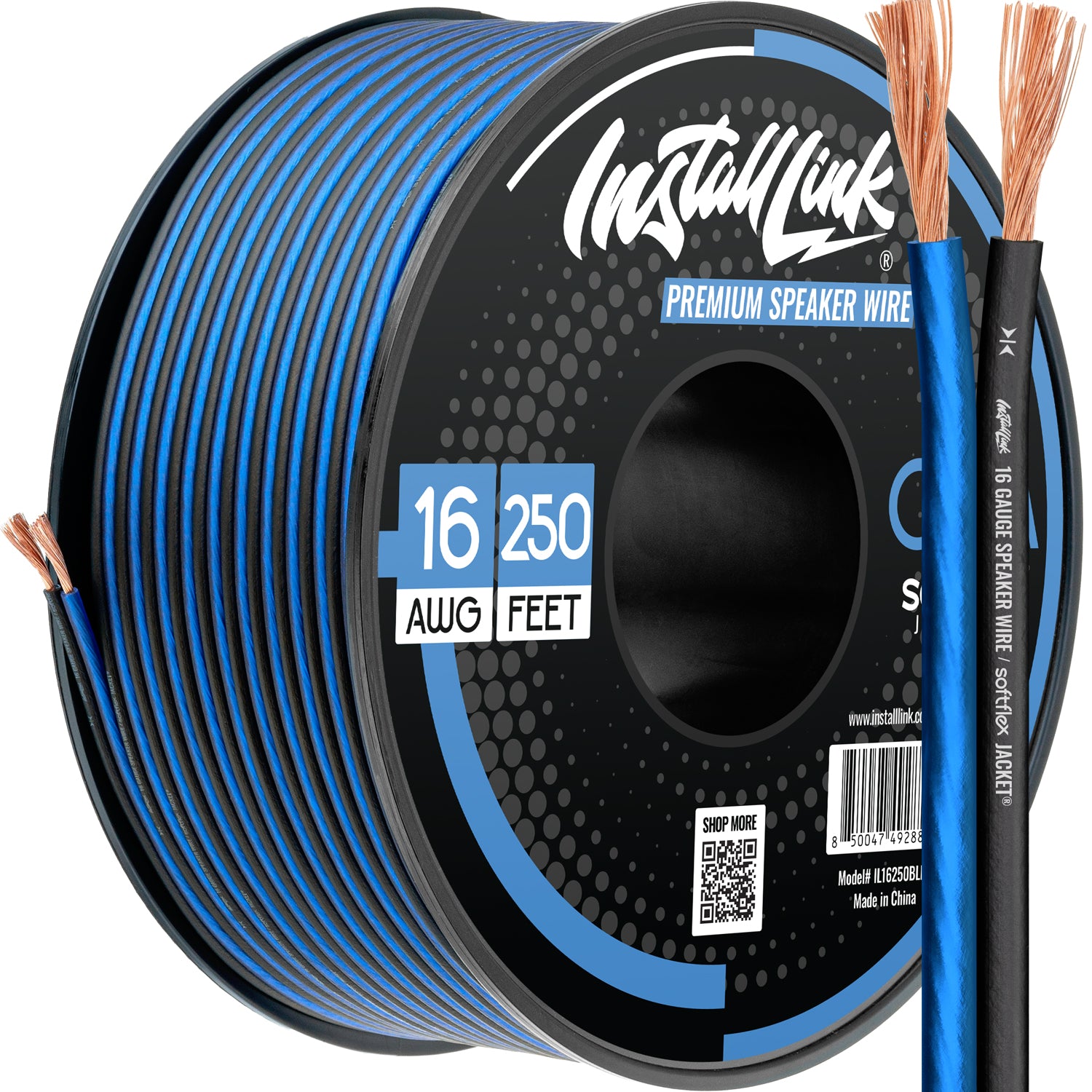 Speaker Wire 16 Gauge, CCA, 250ft, Blue/Black image 0