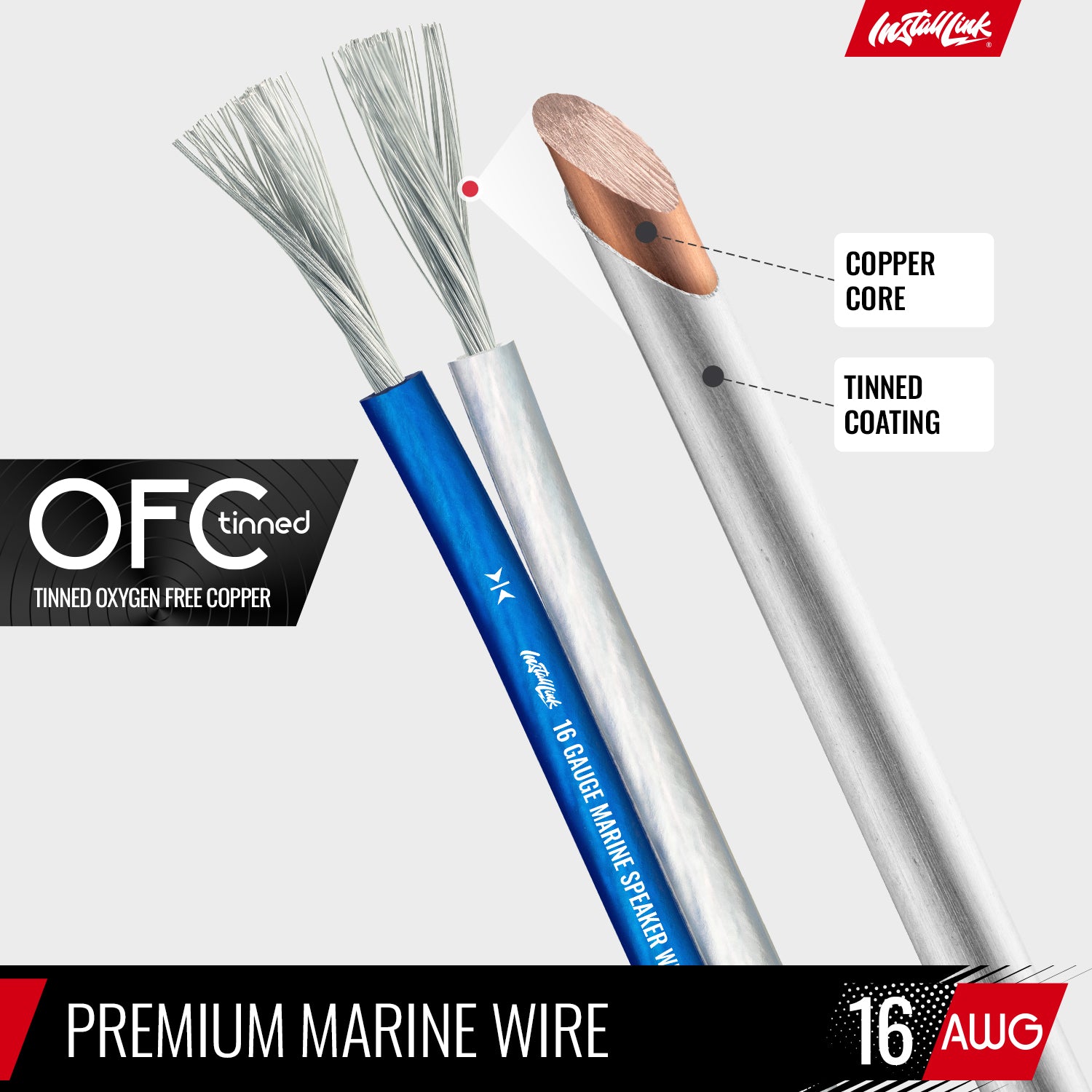 Marine Speaker Wire 16 Gauge, Tinned OFC, 50ft, Blue/White image 6