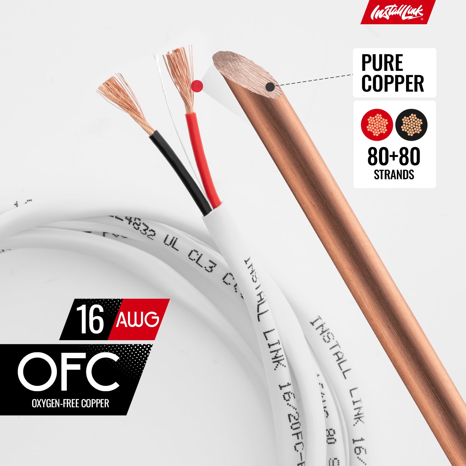 16 Gauge in-Wall Speaker Wire - UL CL3 Rated (100 FT) Oxygen Free Copper (OFC) image 1