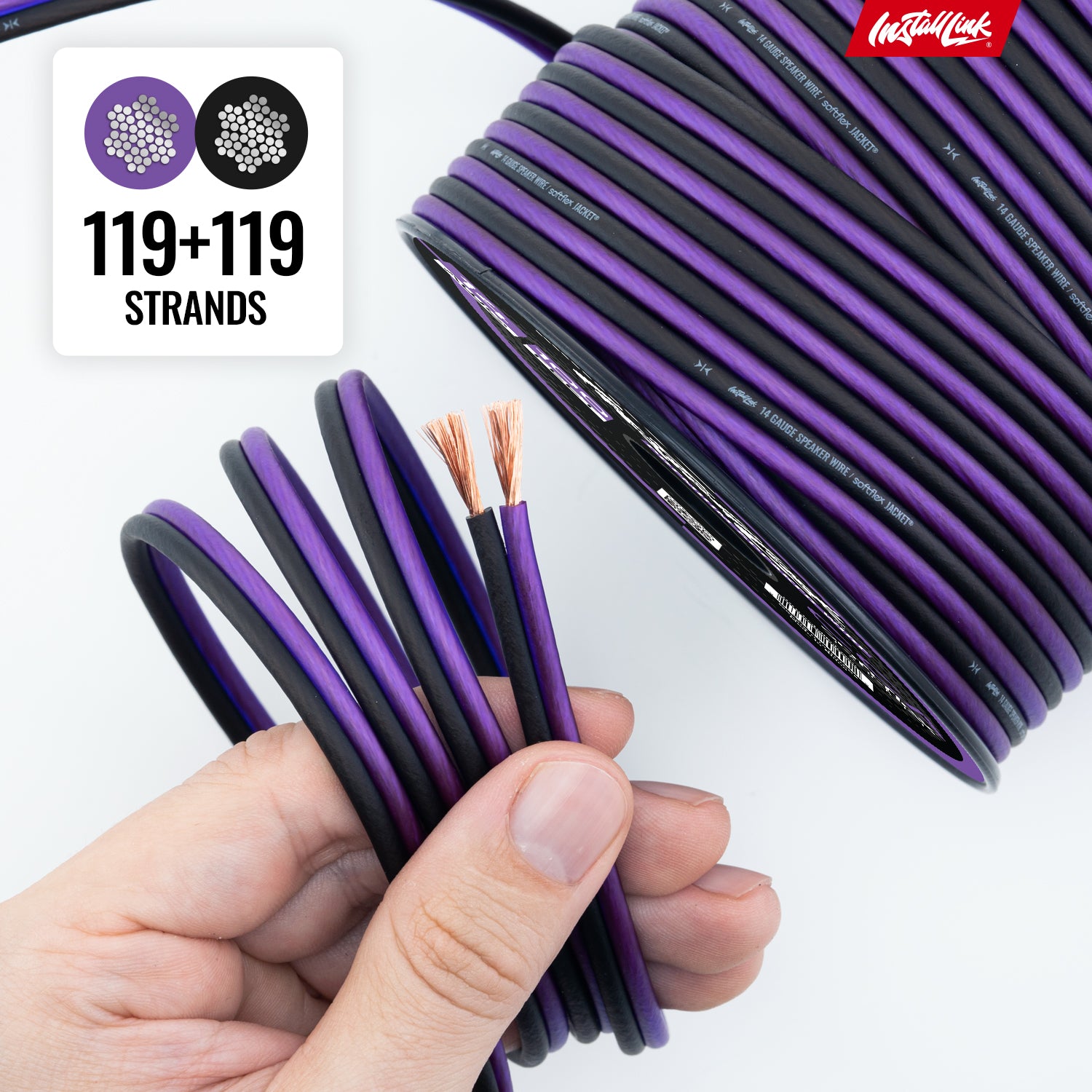 Speaker Wire 14 Gauge, CCA, 100ft, Purple/Black - 4 Pack image 7