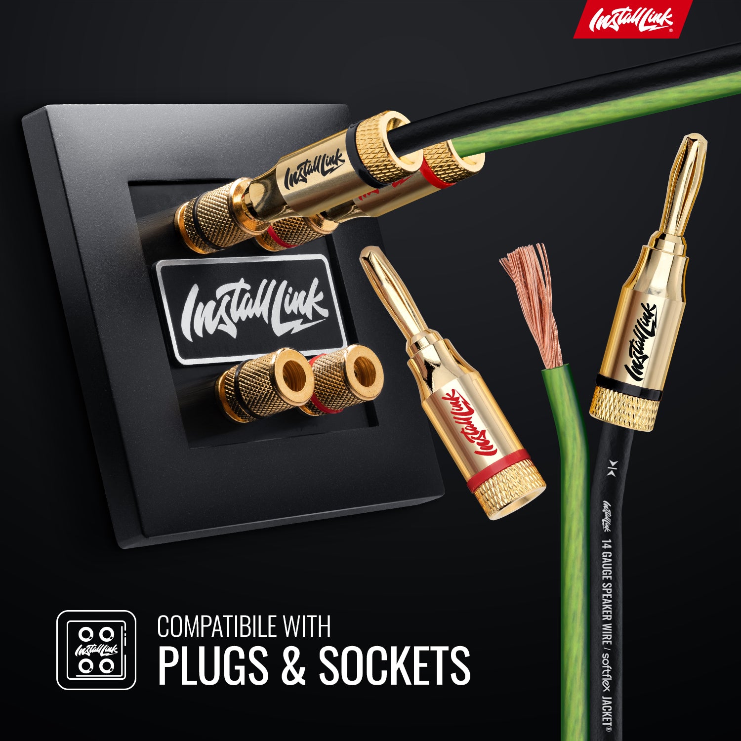 Speaker Wire 14 Gauge, CCA, 100ft, Green/Black with 12 Banana Plugs image 3