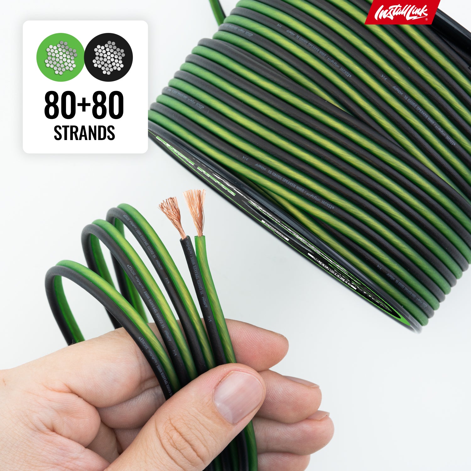 Speaker Wire 16 Gauge, CCA, 100ft, Green/Black - 4 Pack image 7