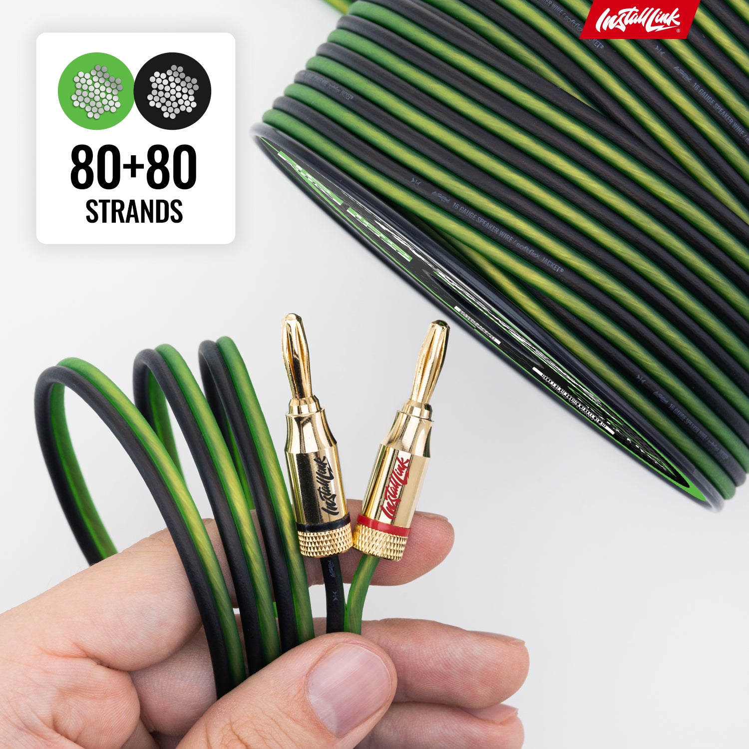 Speaker Wire 16 Gauge, CCA, 100ft, Green/Black with 12 Banana Plugs image 7