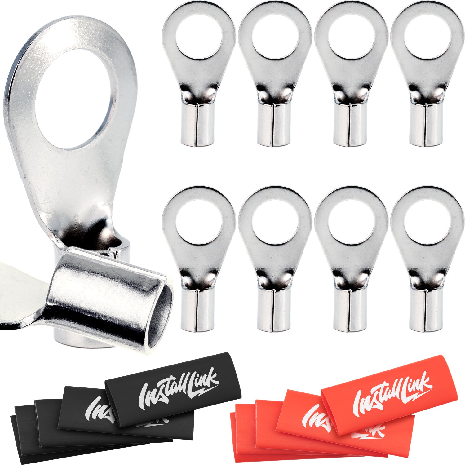 8 Gauge Nickel-Brass Lugs (5/16") with Heat Shrink, 10-Pack image 0